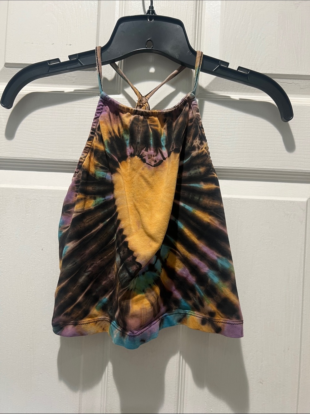 Women's Tie-Dye Halter Crop Top in Black and Yellow by Lakhays